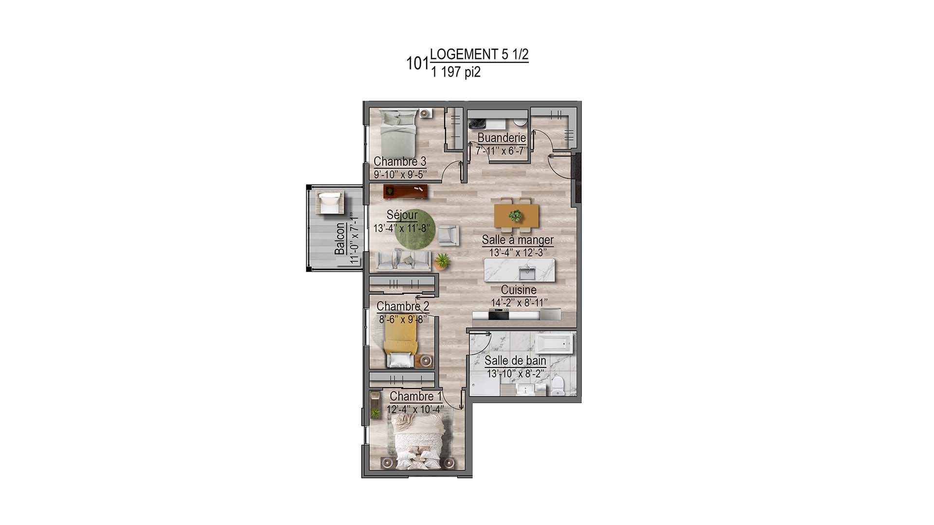 plan de l'appartement 101