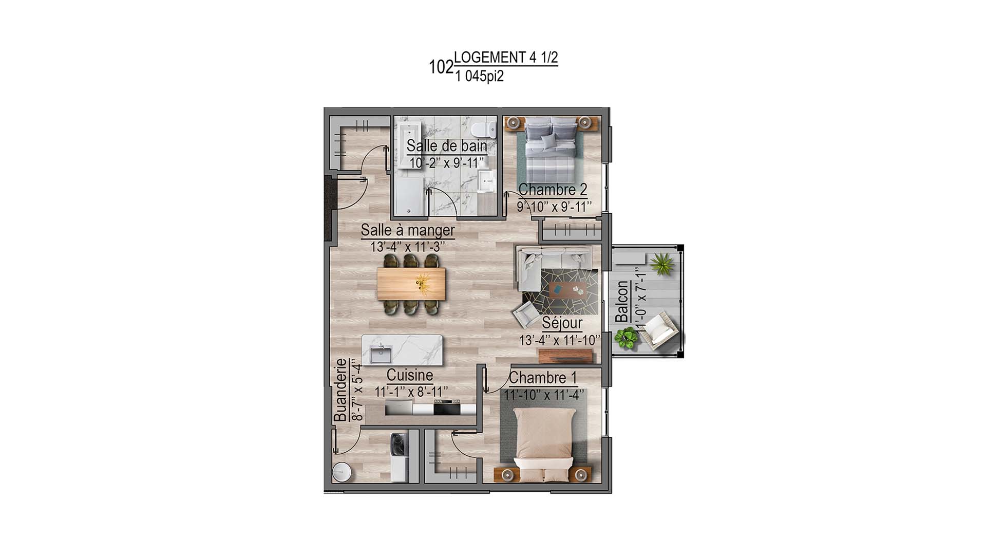 plan de l'appartement 102