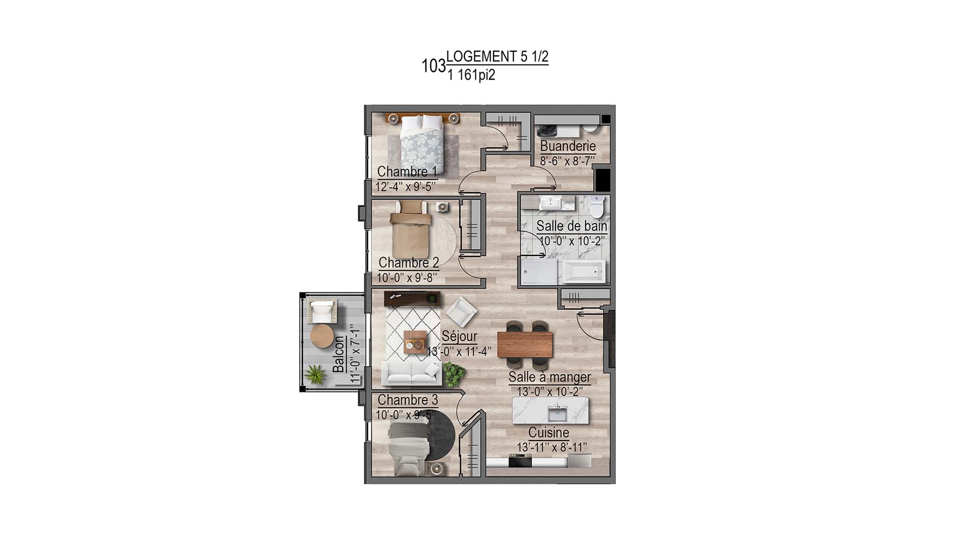 plan de l'appartement 103