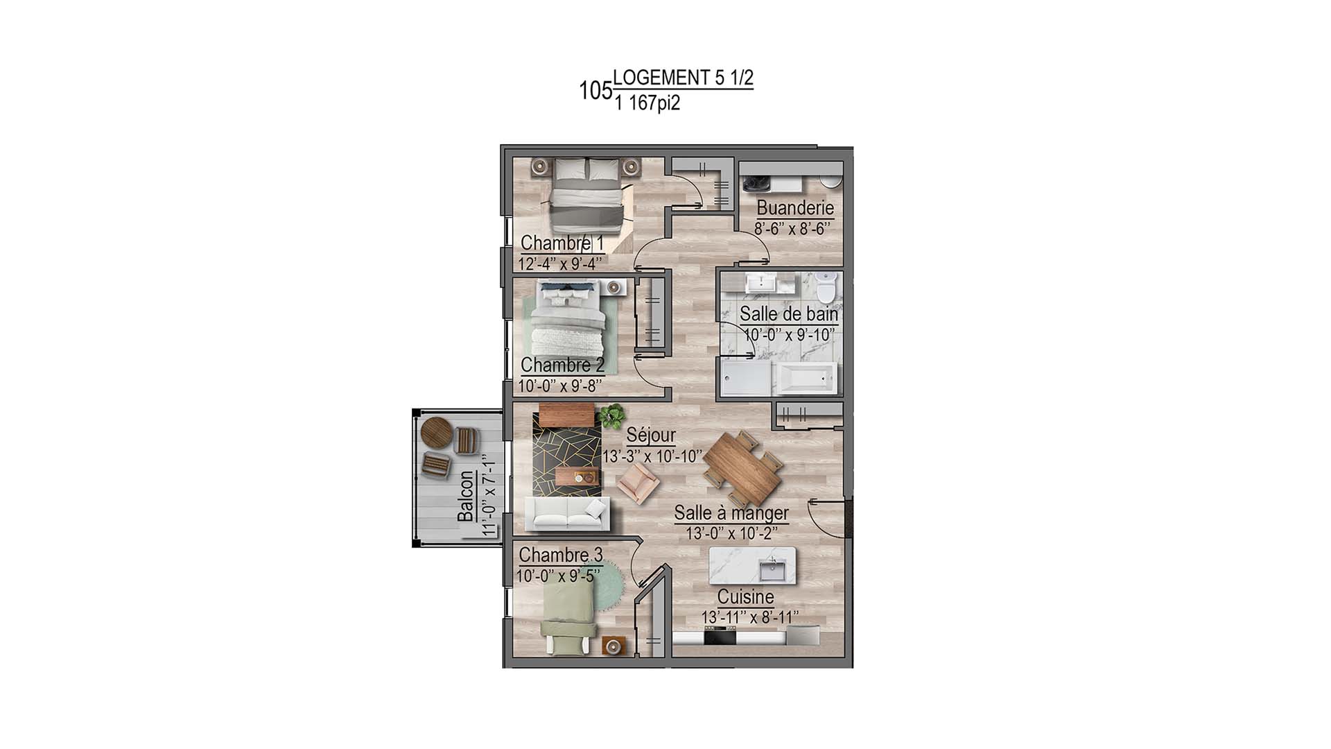 plan de l'appartement 105