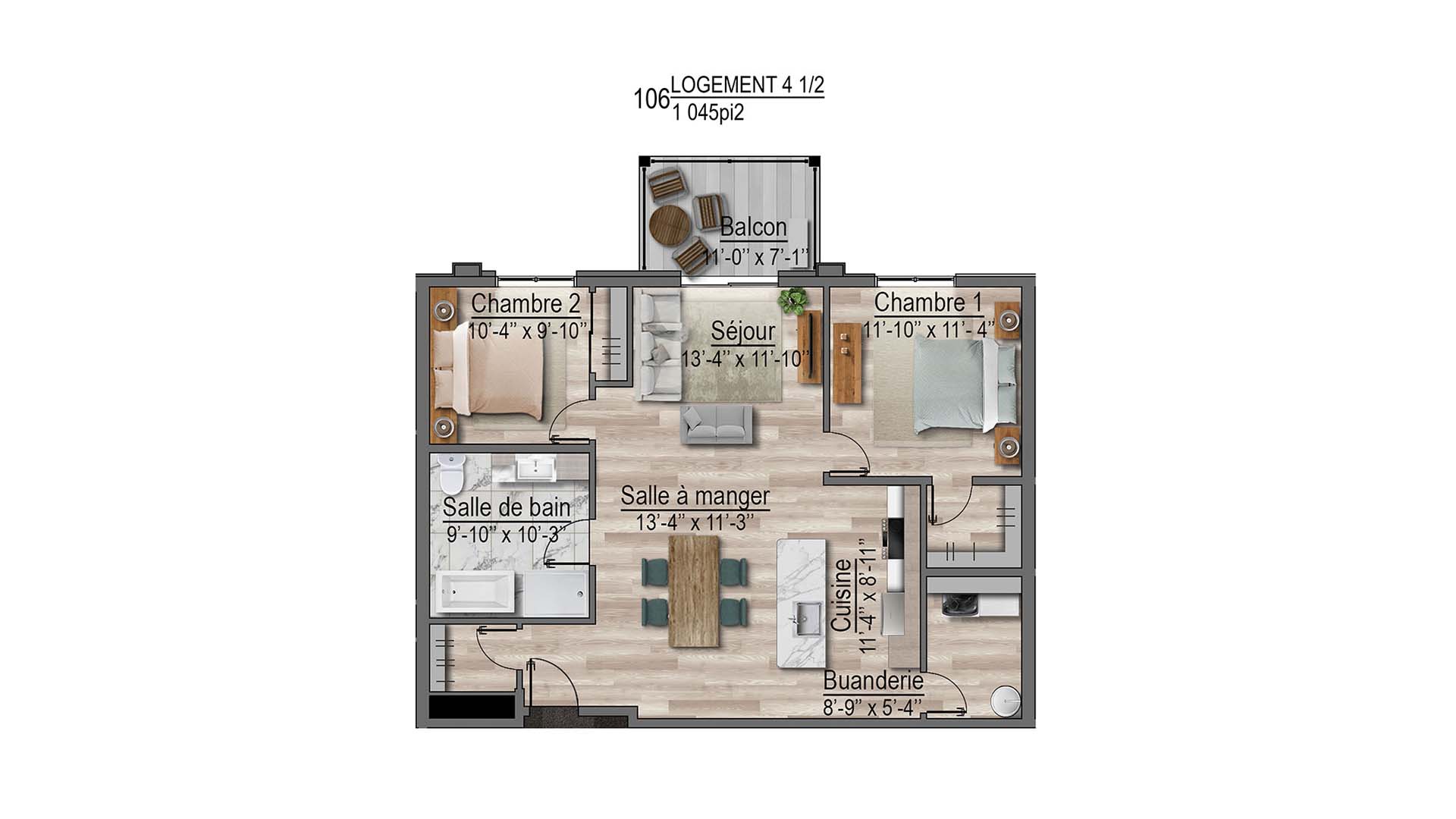 plan de l'appartement 107