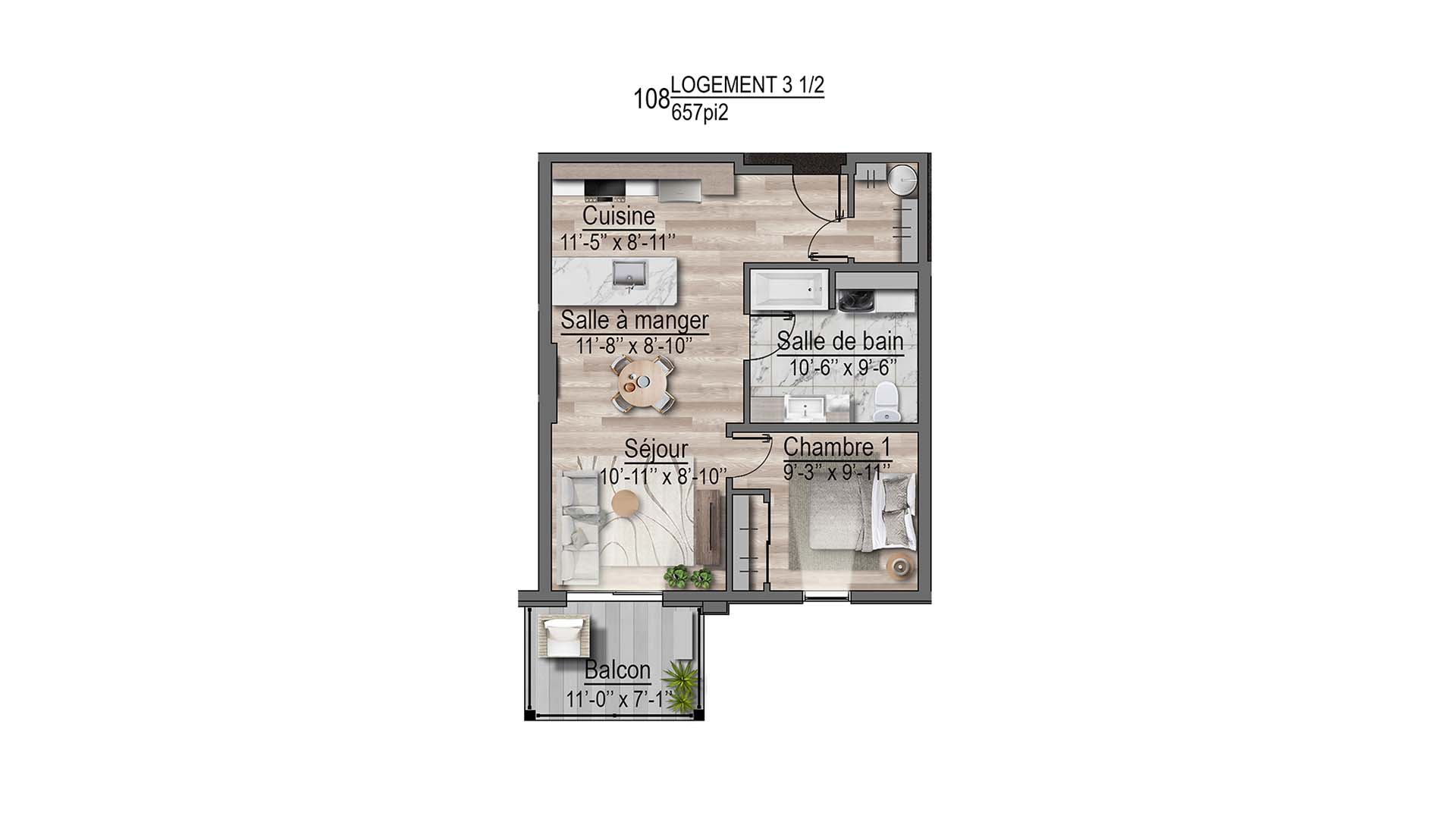 plan de l'appartement 108