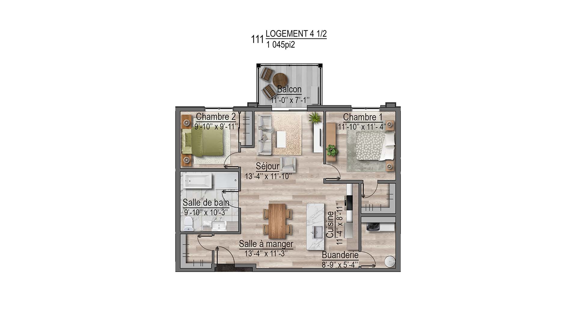 plan de l'appartement 111