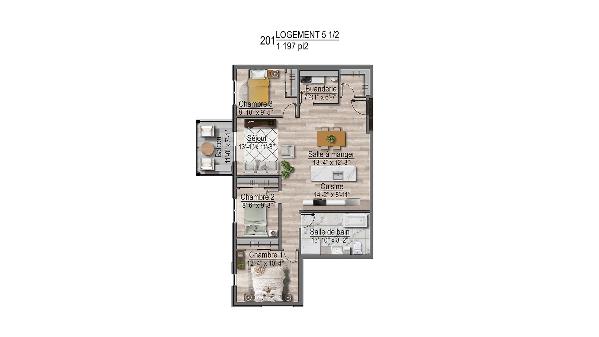plan de l'appartement 201