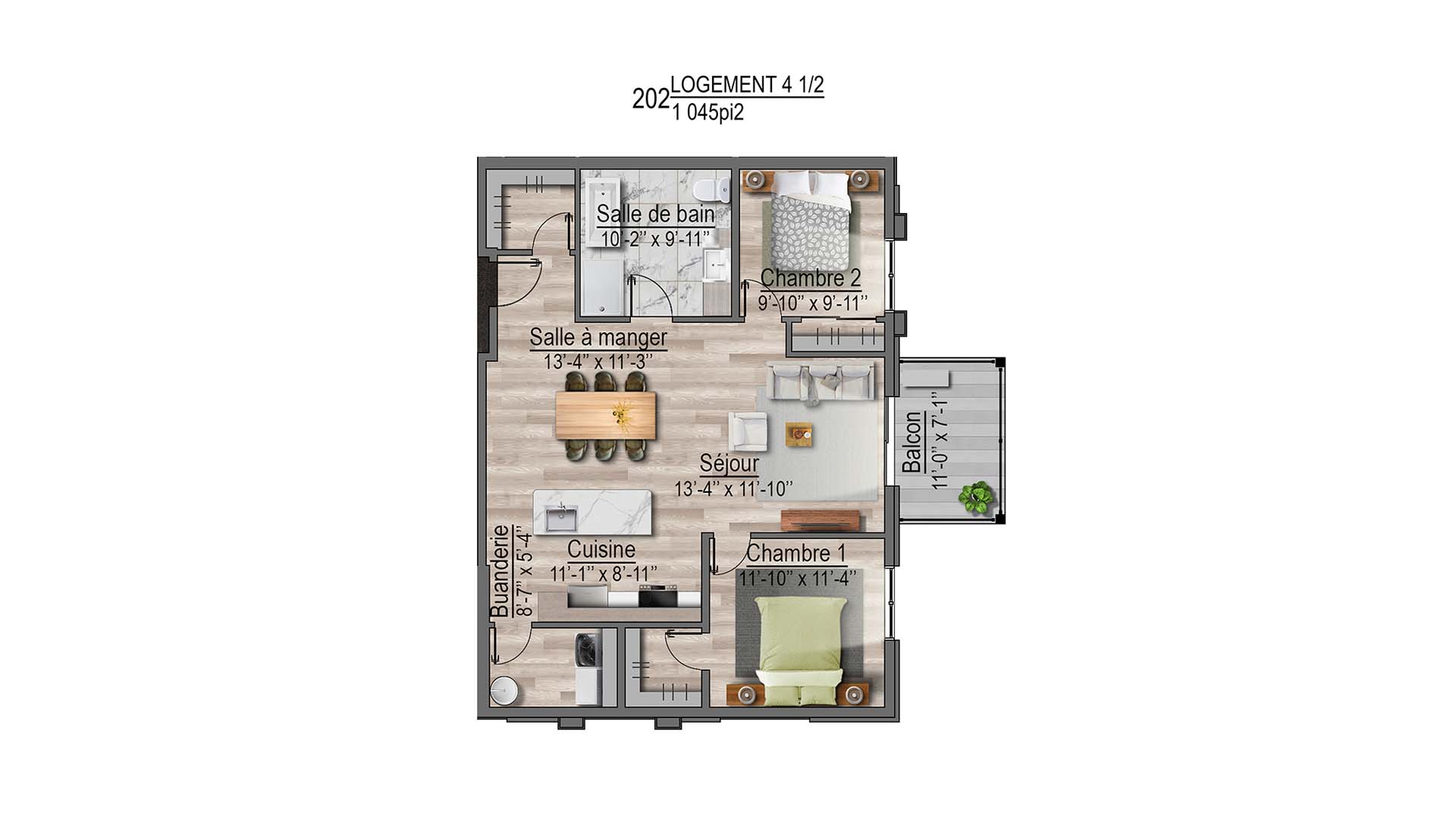 plan de l'appartement 202