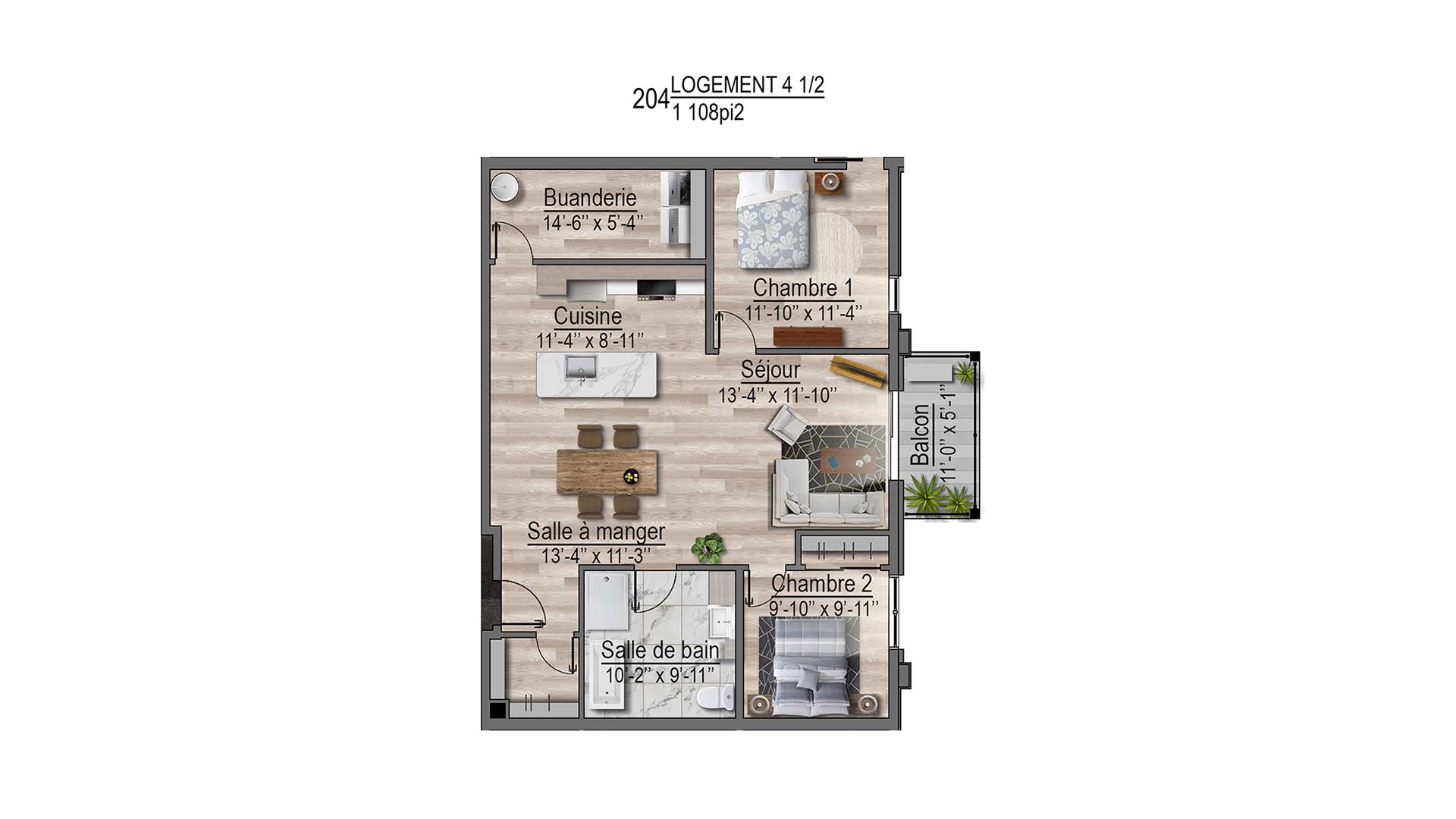 plan de l'appartement 204