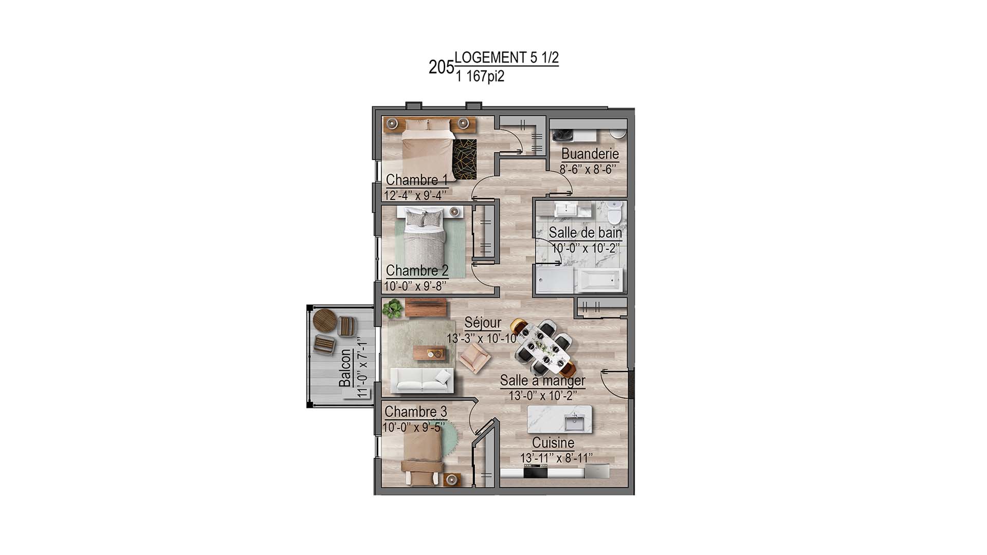 plan de l'appartement 205