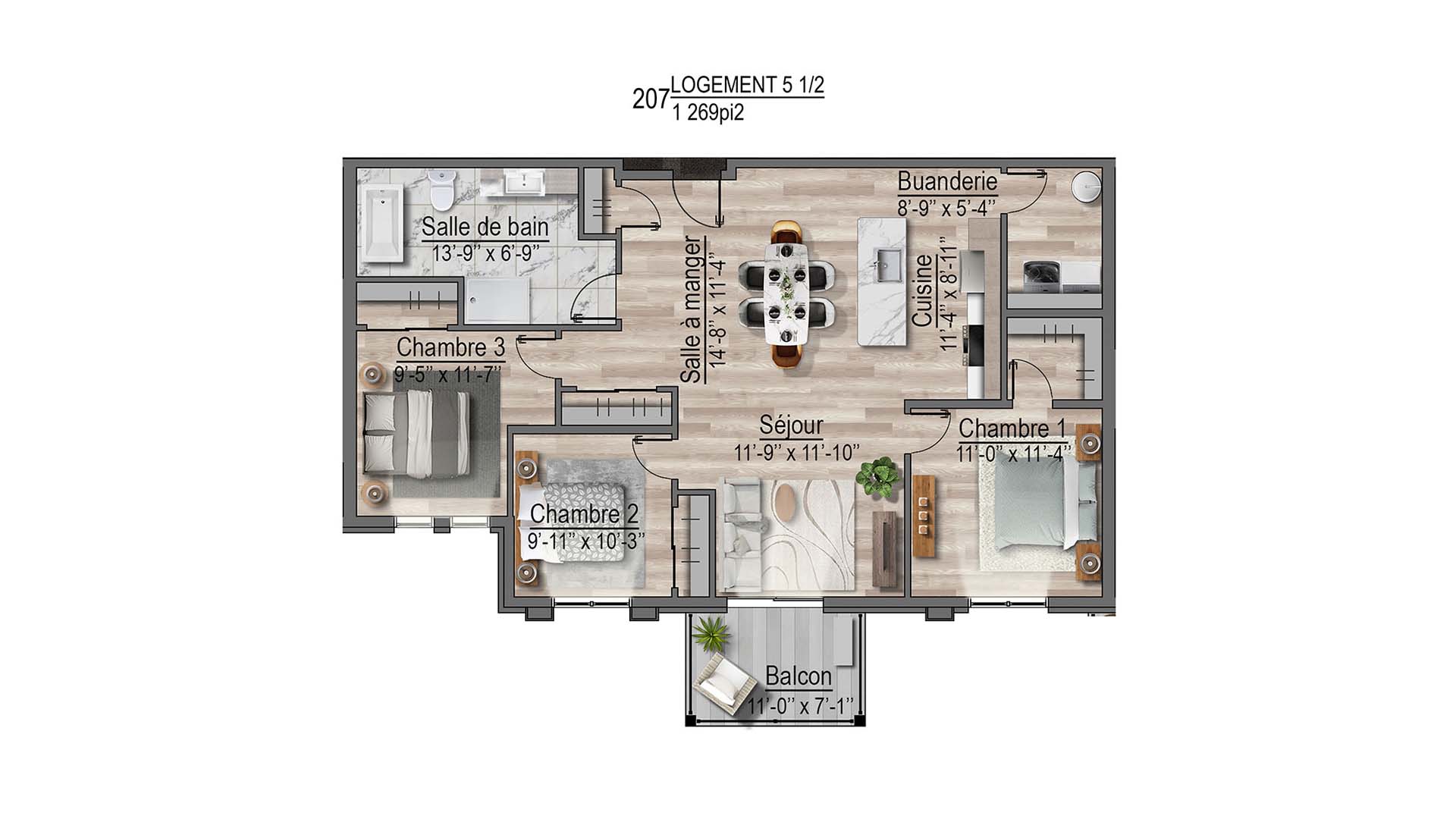 plan de l'appartement 206