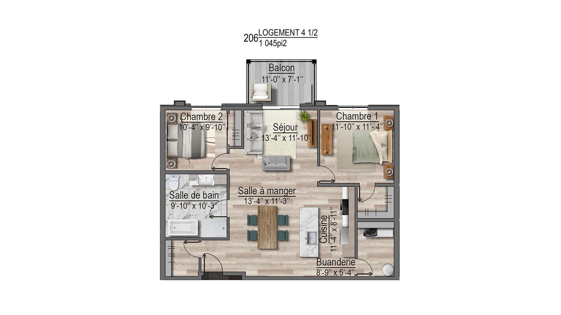 plan de l'appartement 207