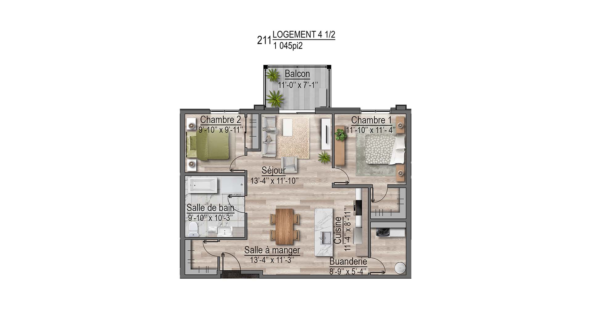 plan de l'appartement 211