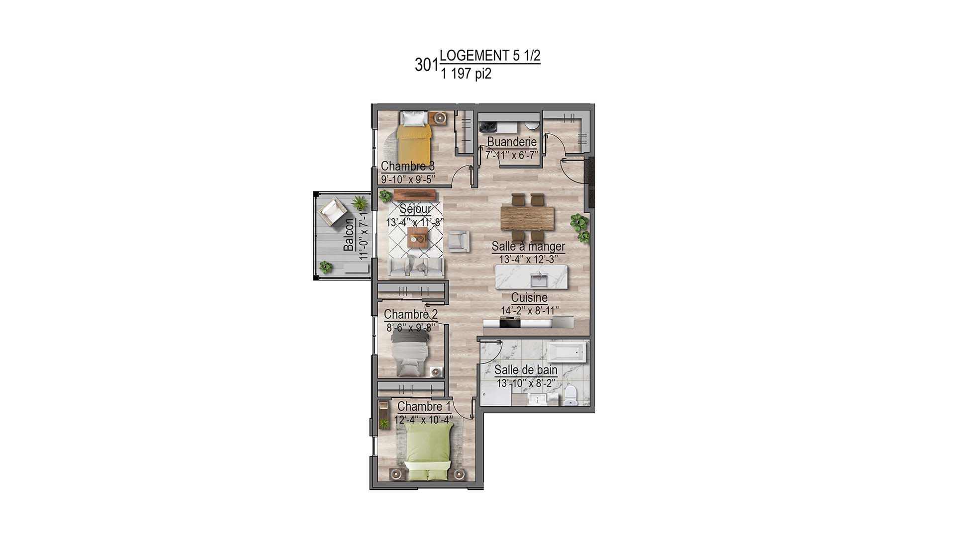 plan de l'appartement 301