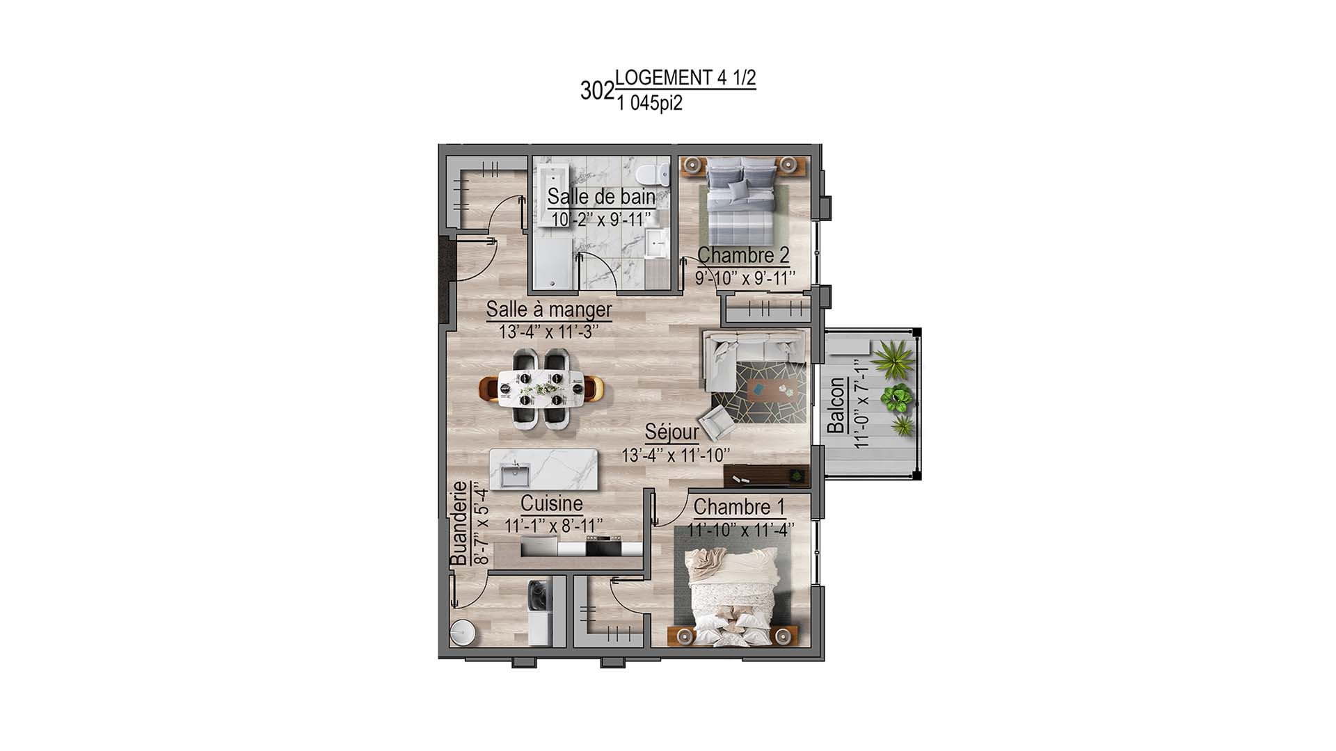 plan de l'appartement 302