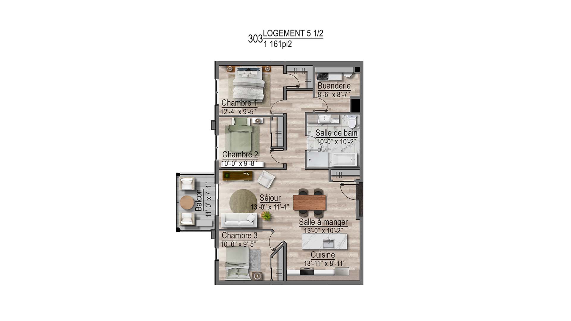 plan de l'appartement 303