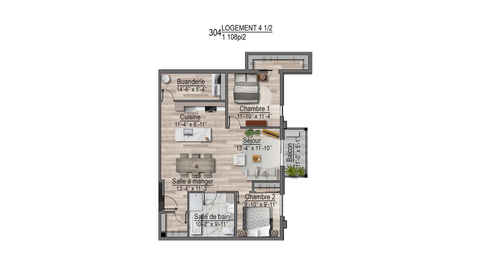 plan de l'appartement 304