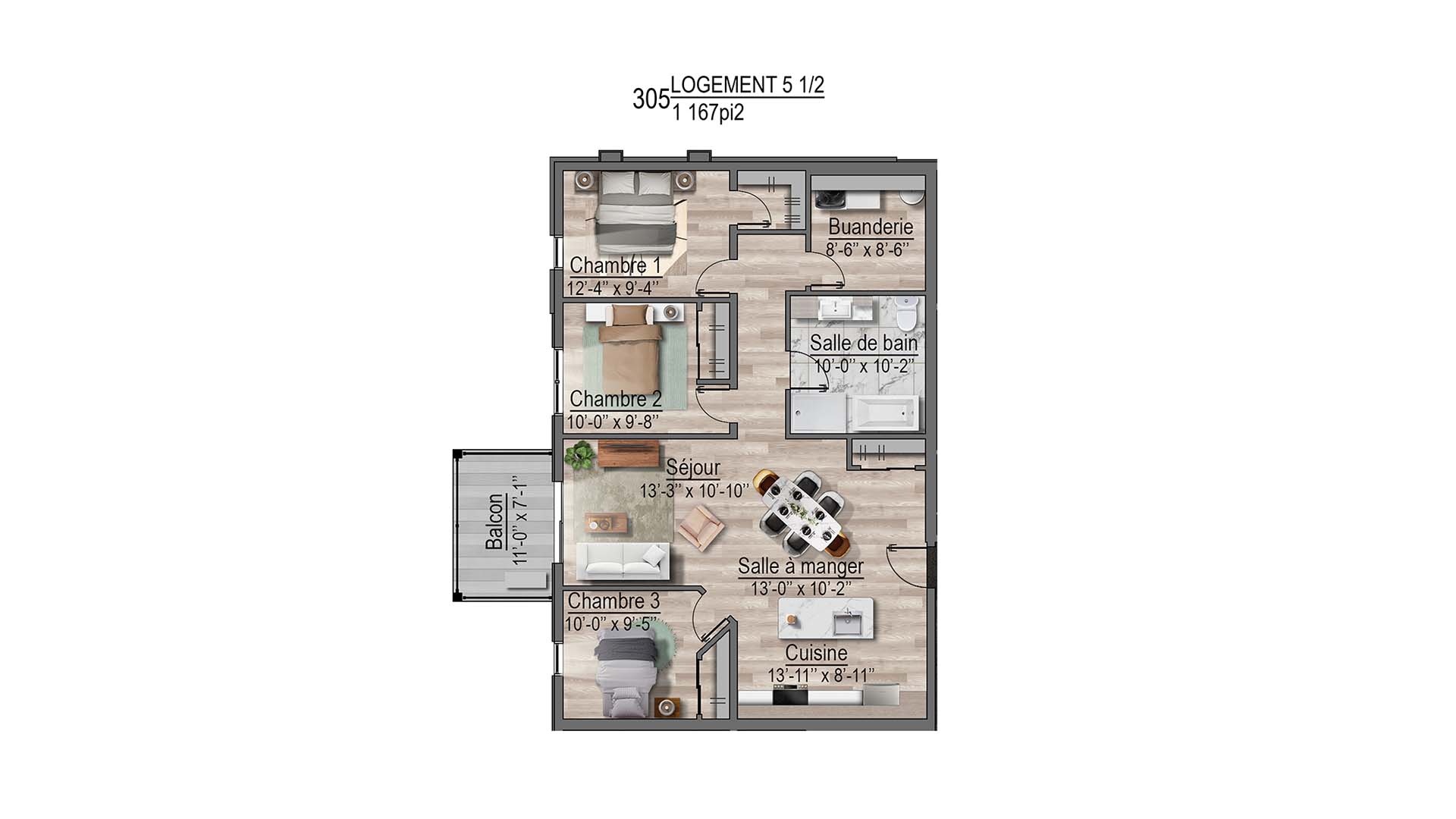 plan de l'appartement 305
