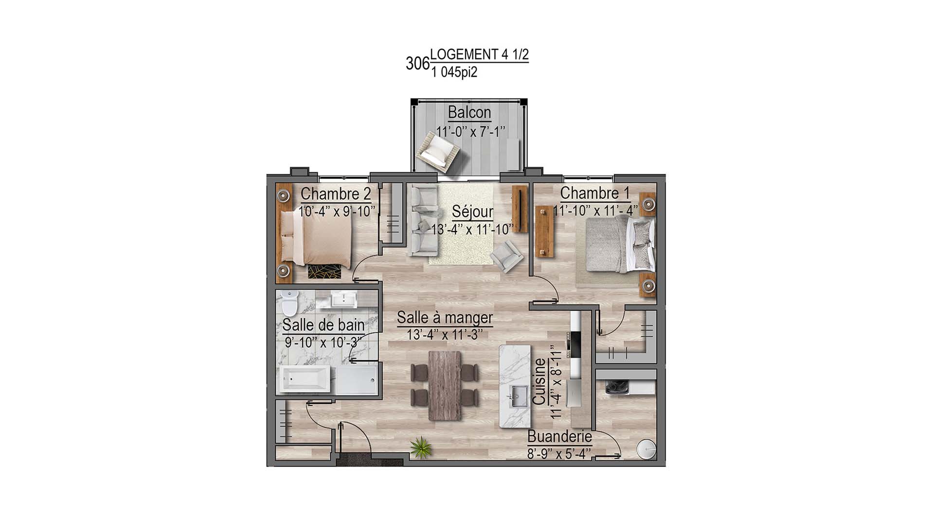 plan de l'appartement 307