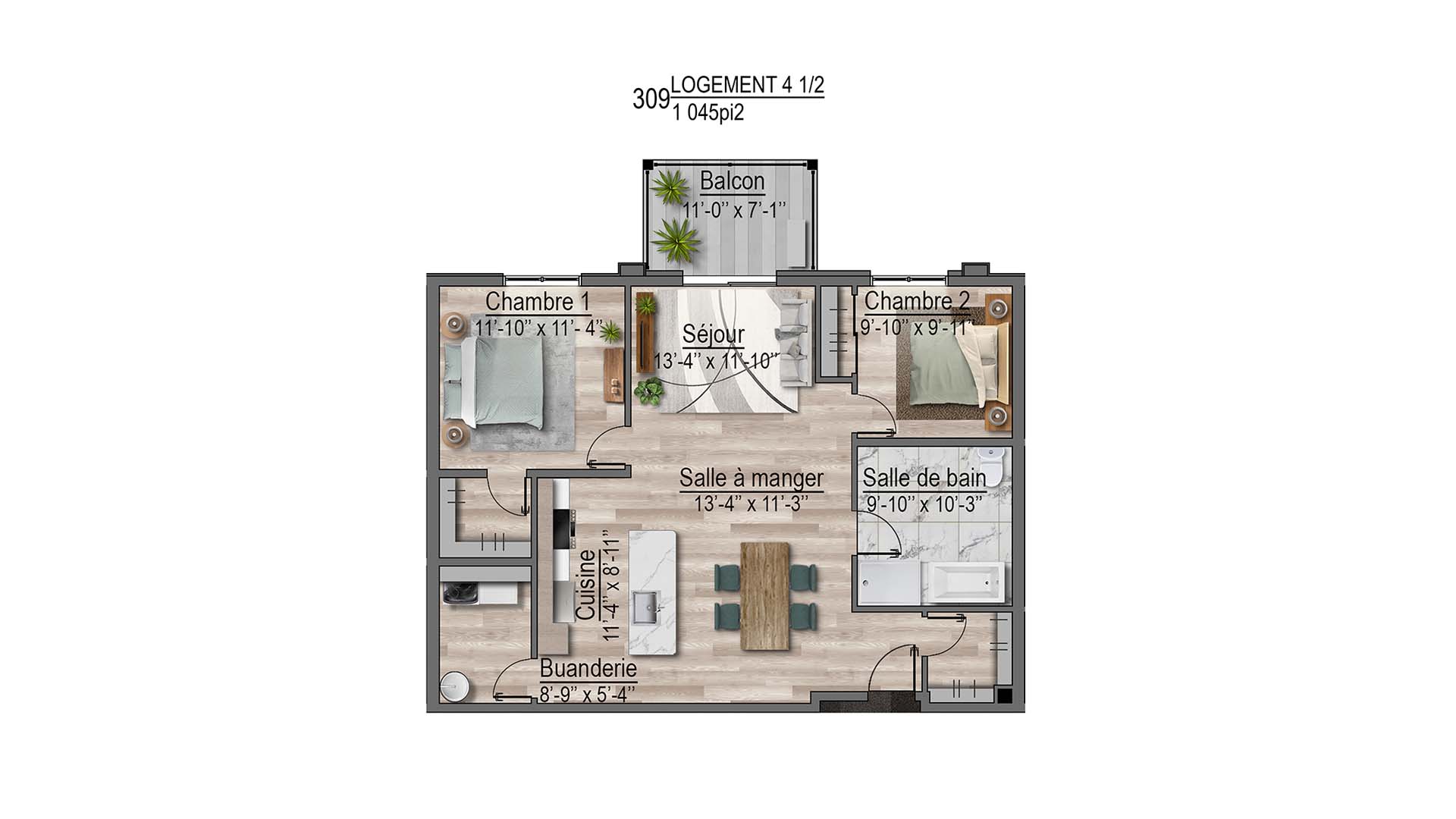 plan de l'appartement 309