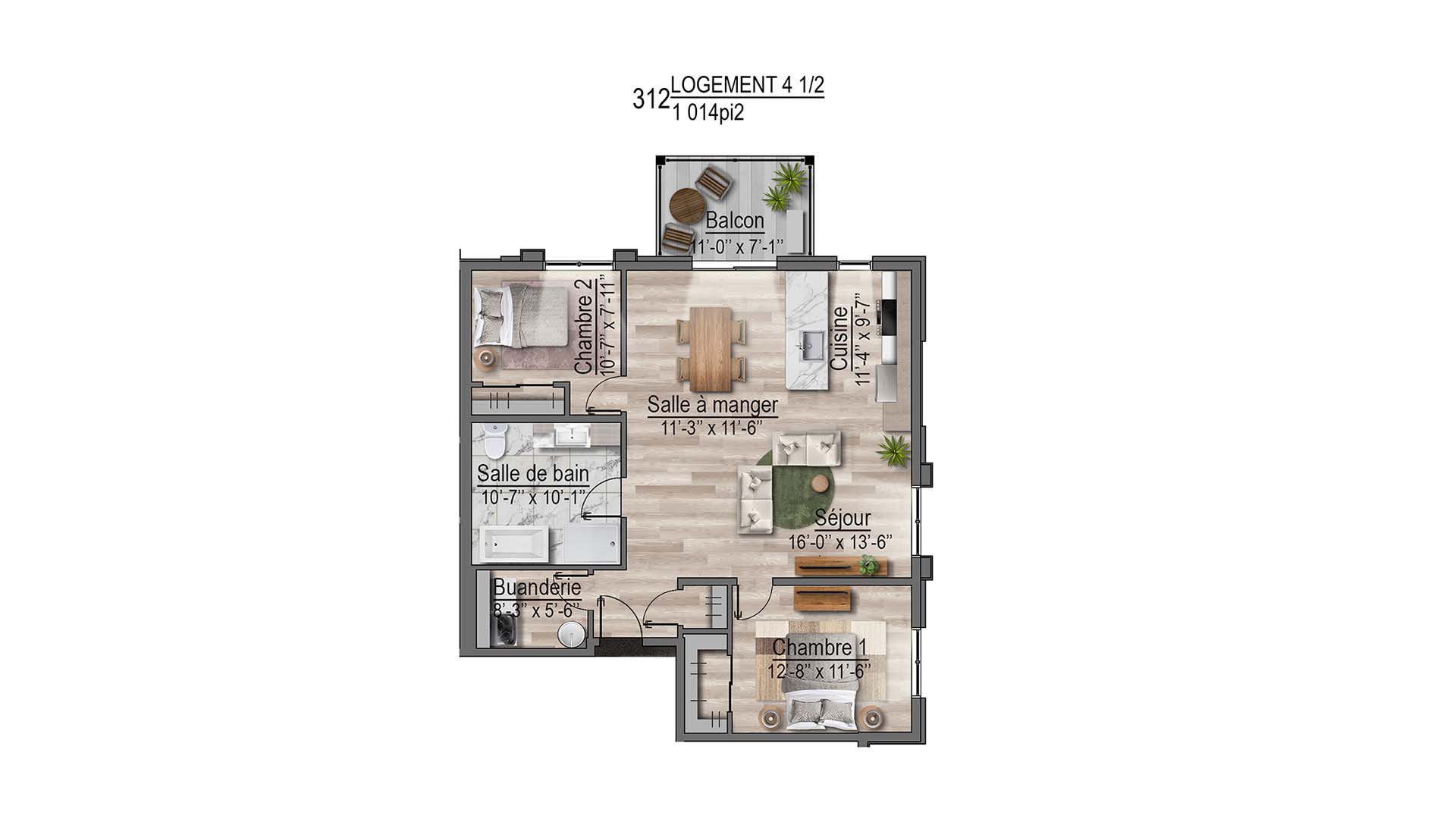 plan de l'appartement 312