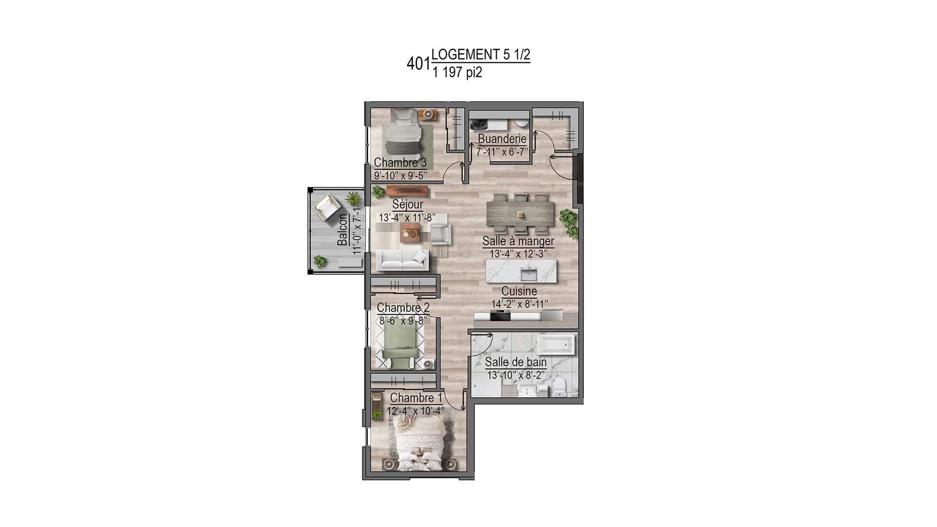 plan de l'appartement 401