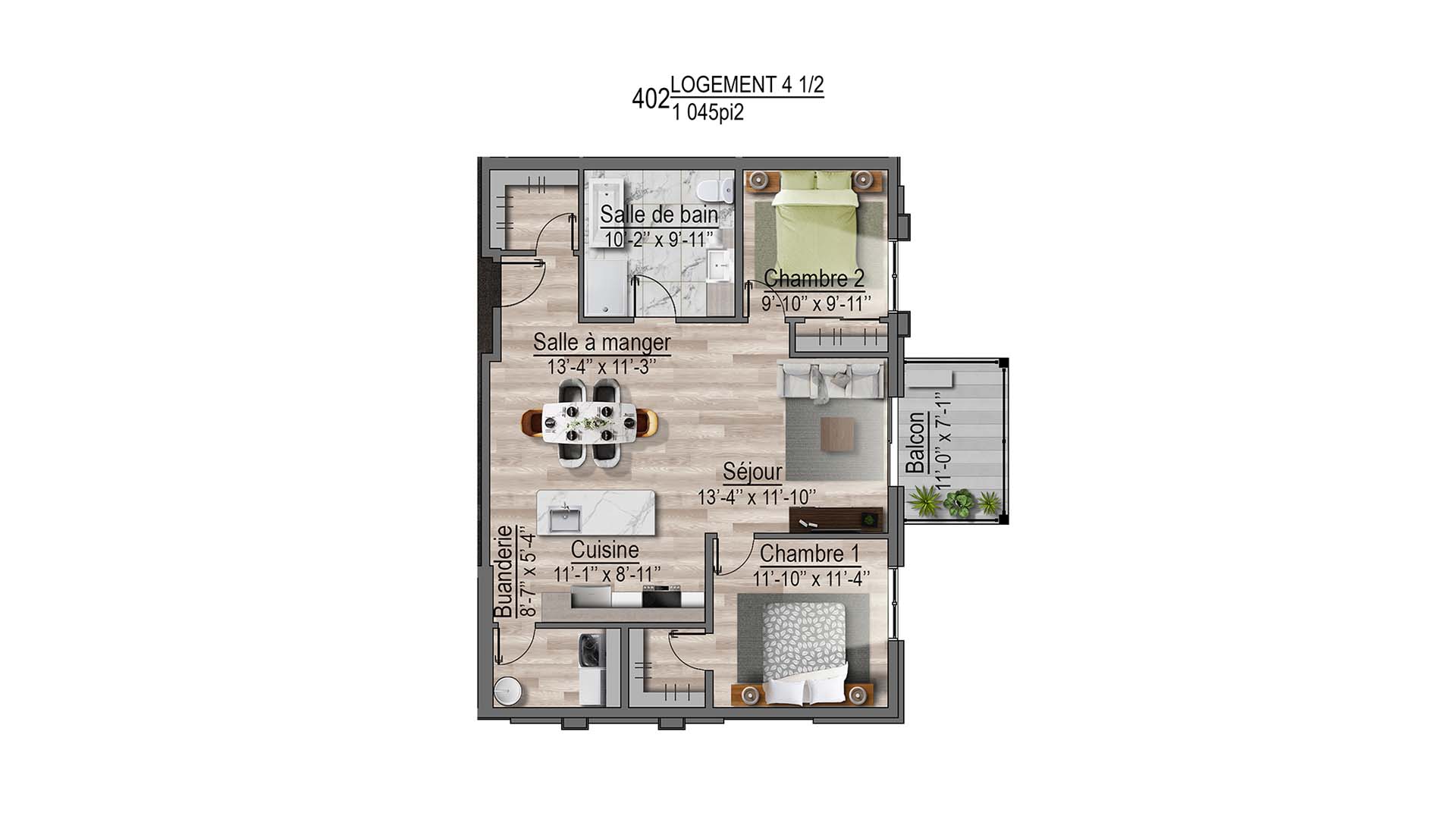 plan de l'appartement 402
