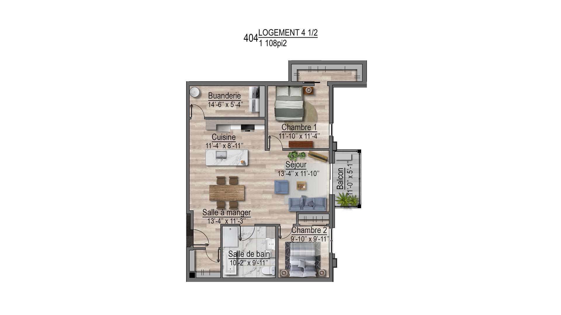 plan de l'appartement 404