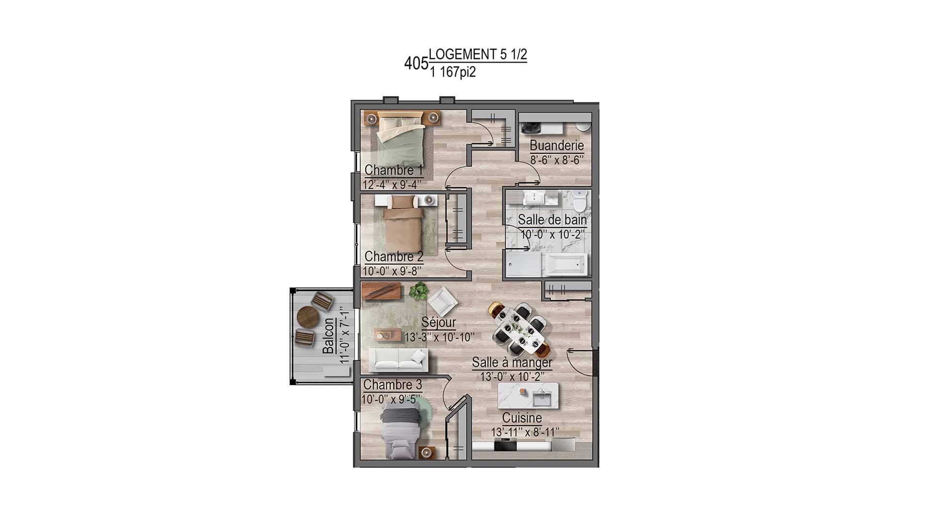 plan de l'appartement 405