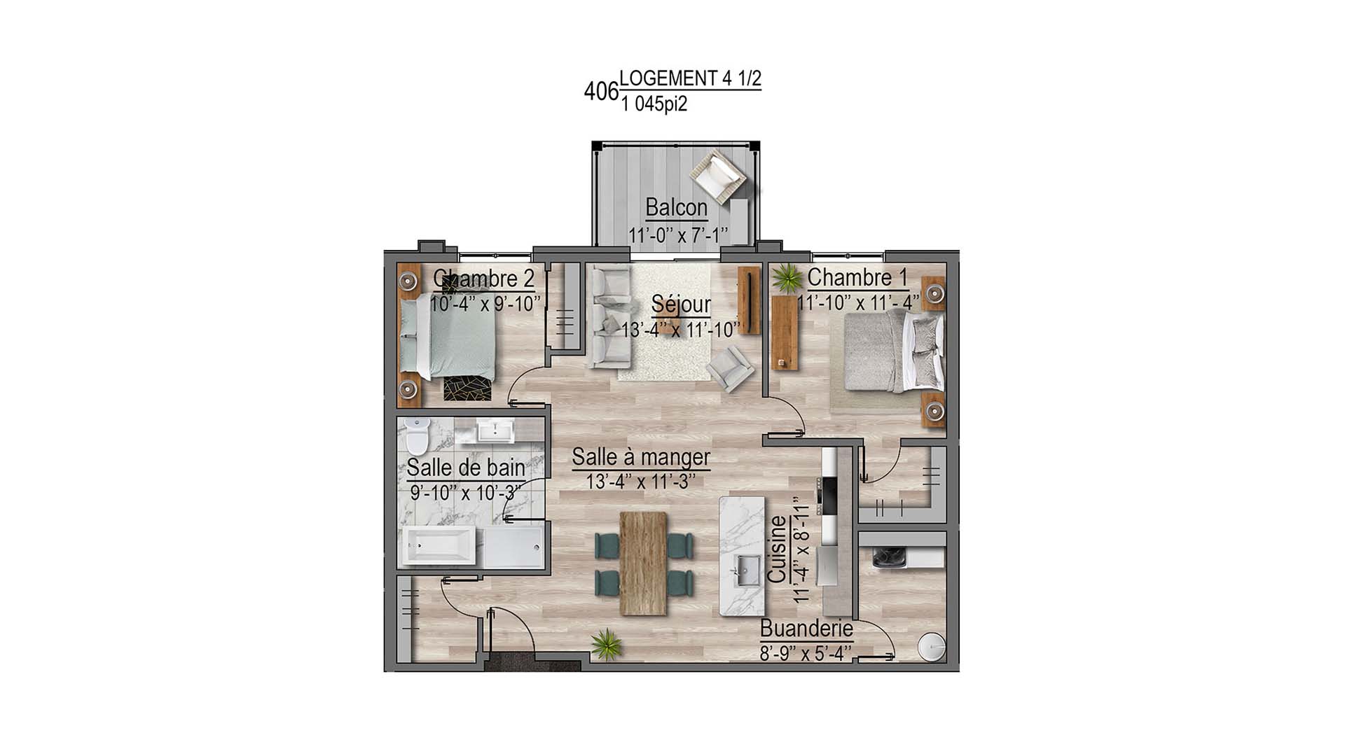 plan de l'appartement 407