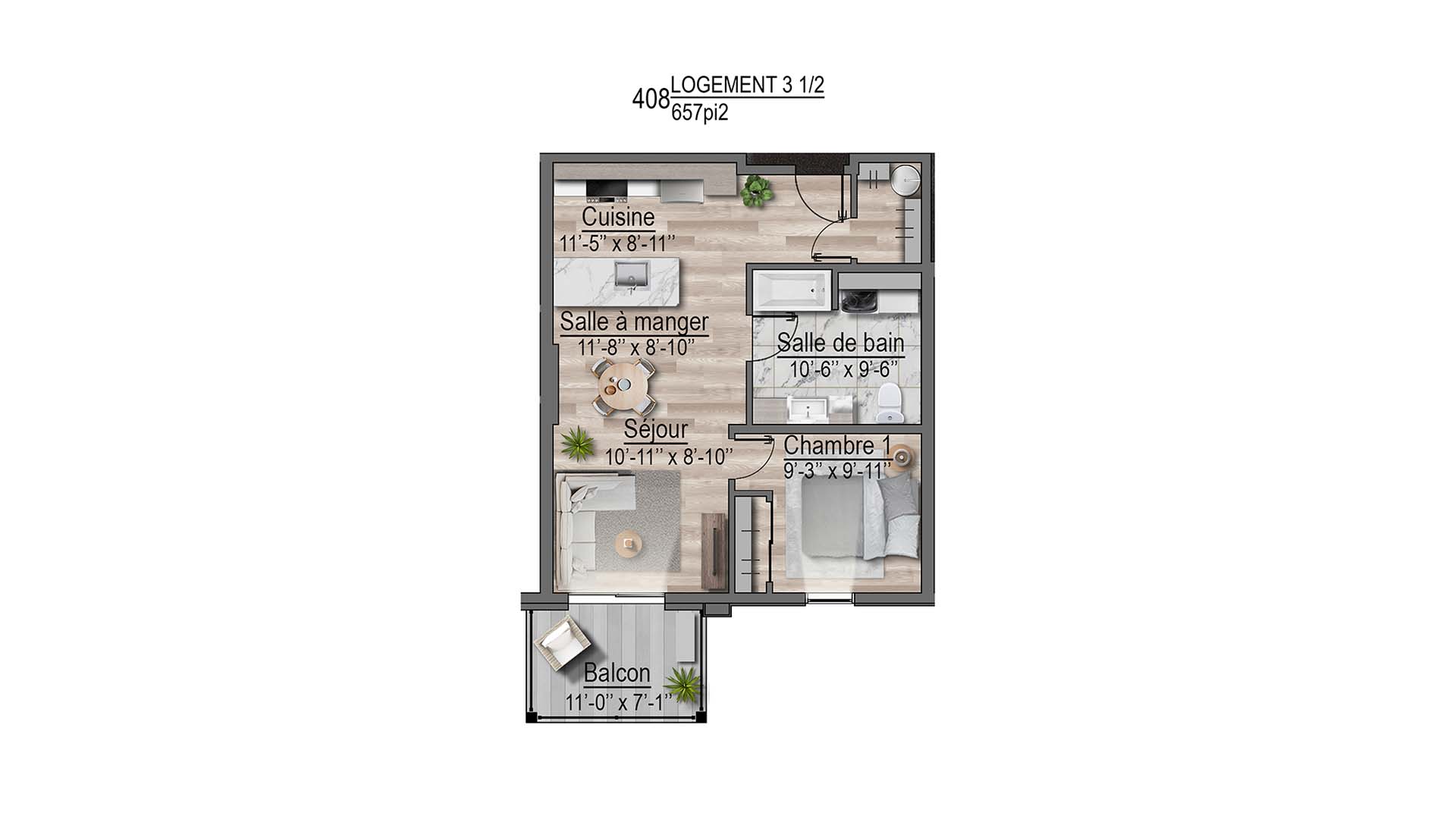 plan de l'appartement 408
