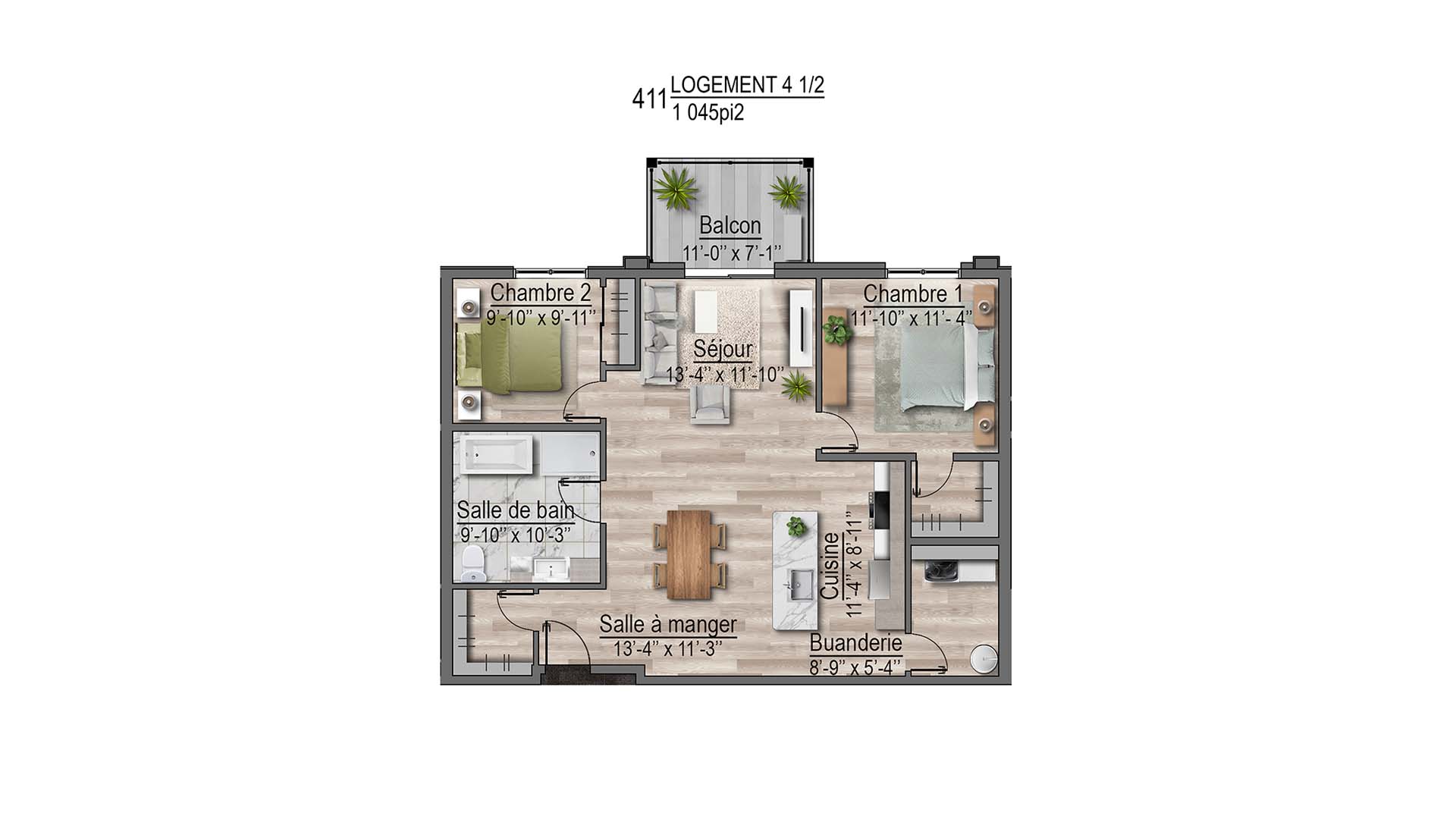 plan de l'appartement 411