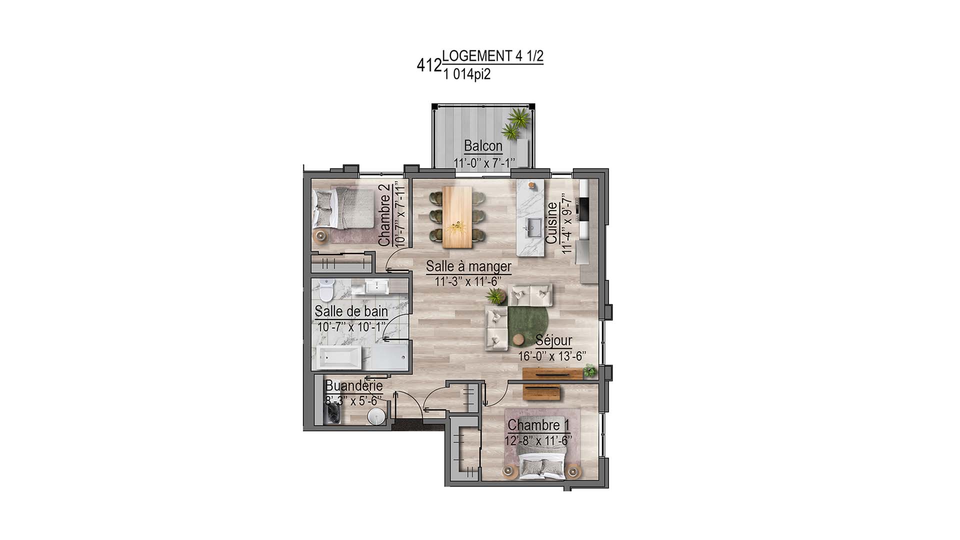 plan de l'appartement 412